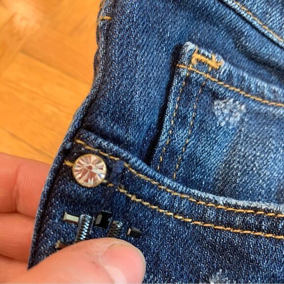 Juicy Couture Distressed Rhinestone Skinny Jeans Blue Size 29 - Picture 4 of 14